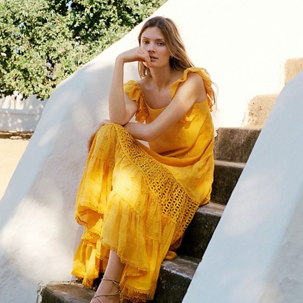 Anthropologie, Fallon Eyelet Maxi Dress